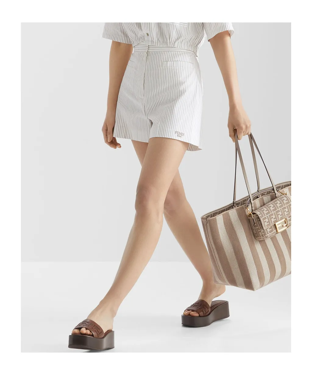 Logo Embroidered Striped Shorts