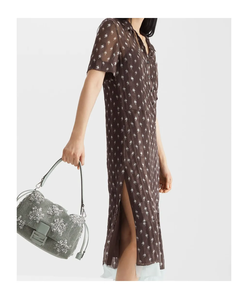 Floral Printed Short Sleeved Shirt Dress