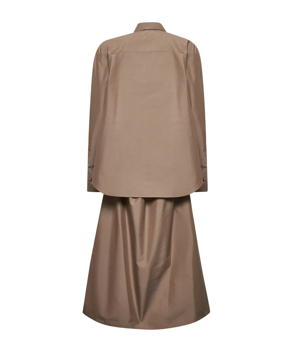 Belted Waist Long Sleeved Shirt Dress