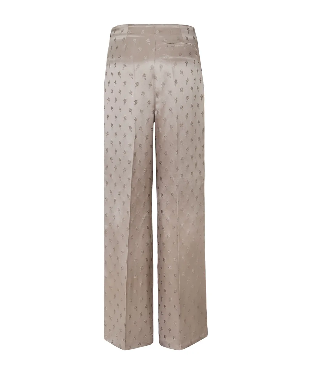 Flower Pattern Wide-Leg Trousers