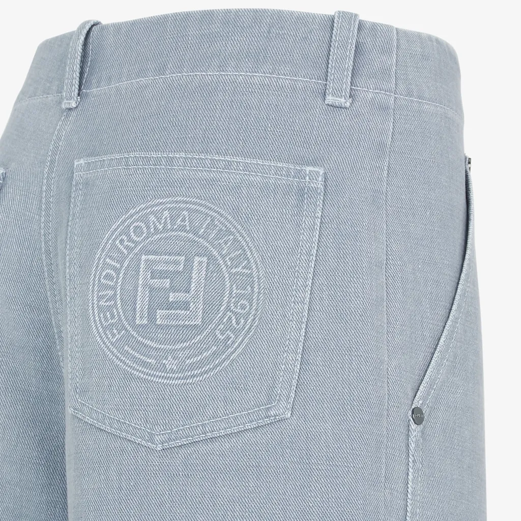 Logo Embossed Wide-Leg Jeans