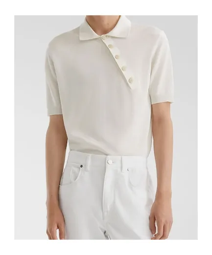 Asymmetric Button Short Sleeved Polo Shirt