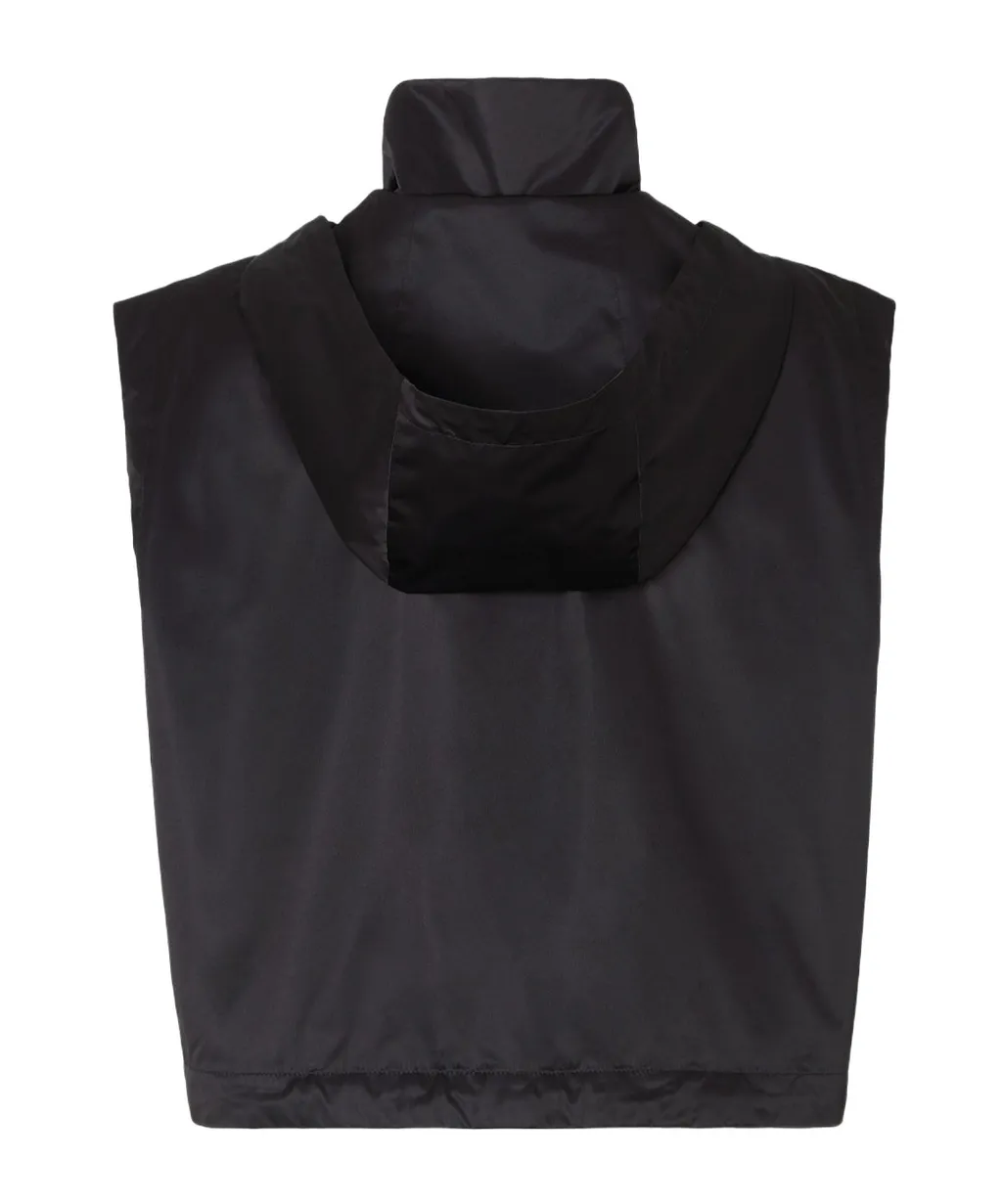 High-Neck Hooded Drawstring Gilet