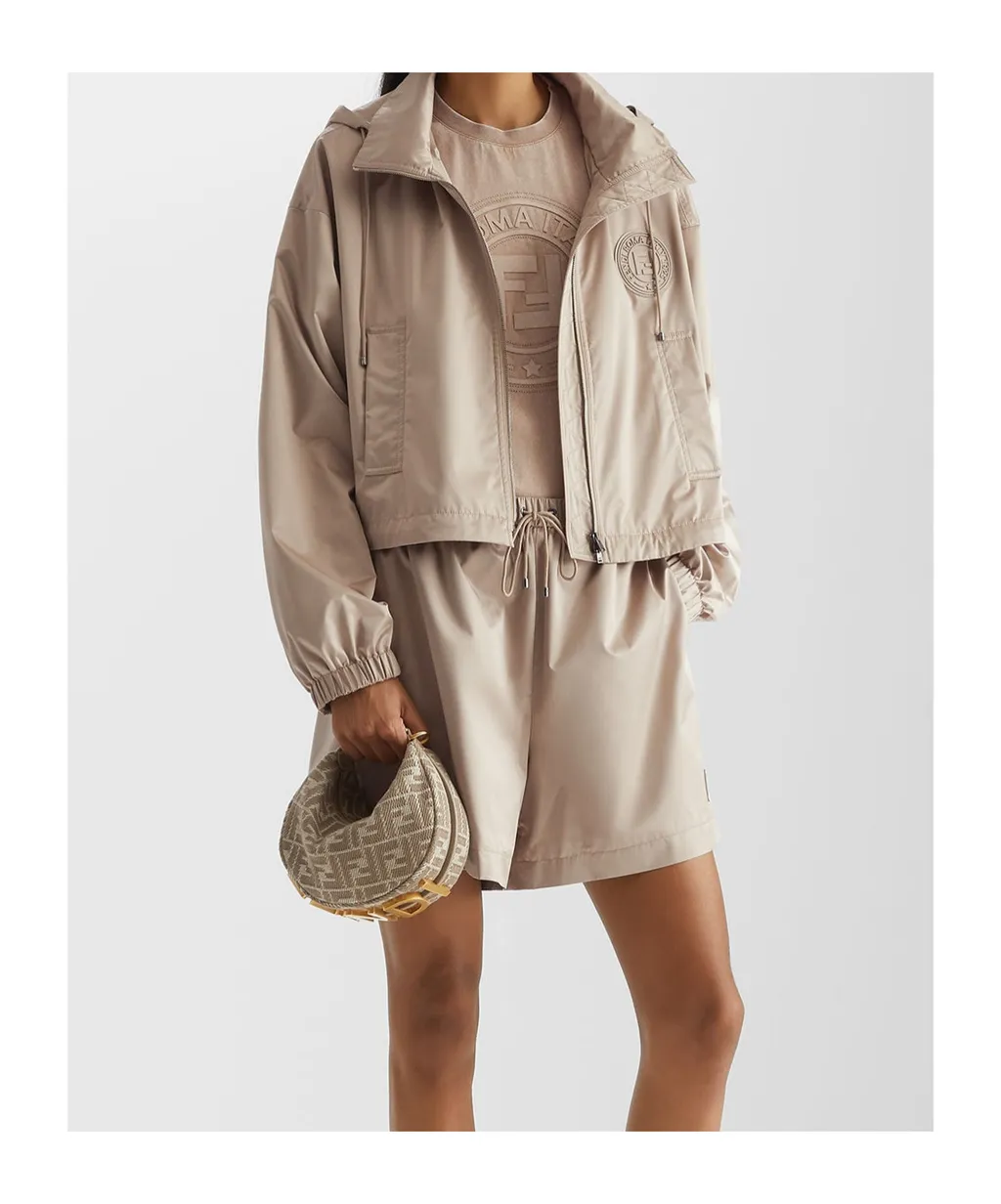 Hooded Drawstring Cropped Jacket