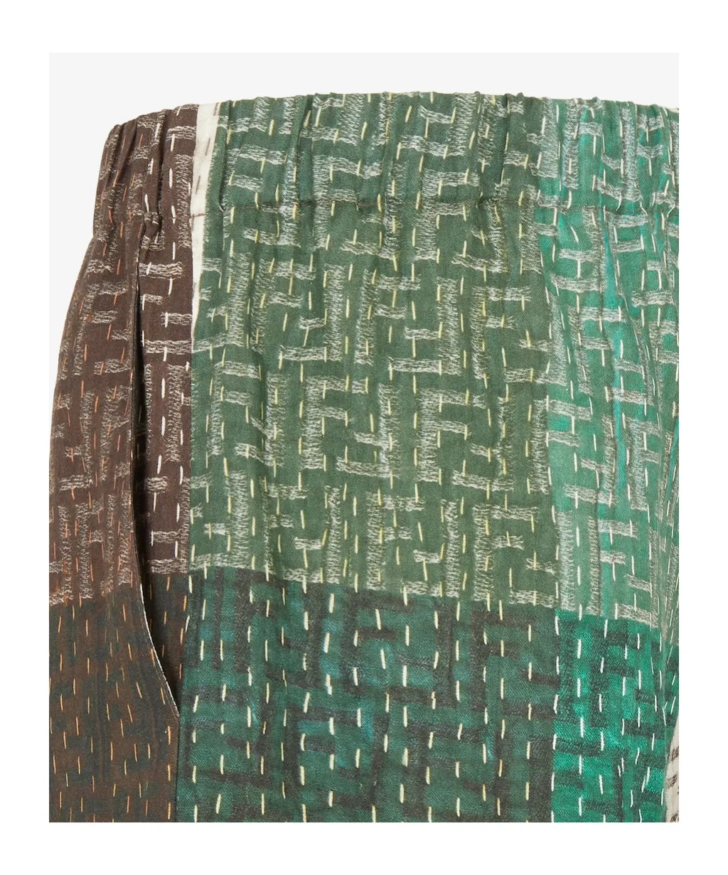 All-Over Ff Print Panelled Bermuda Shorts