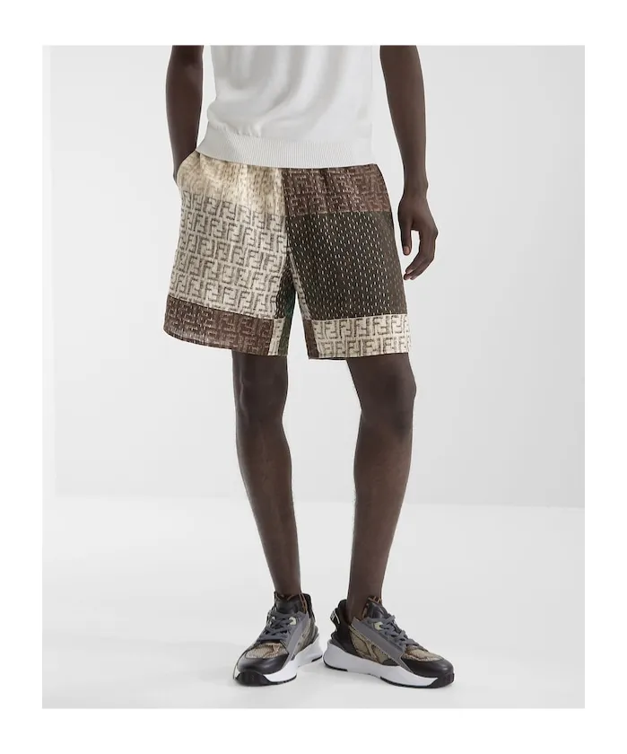 All-Over Ff Print Panelled Bermuda Shorts