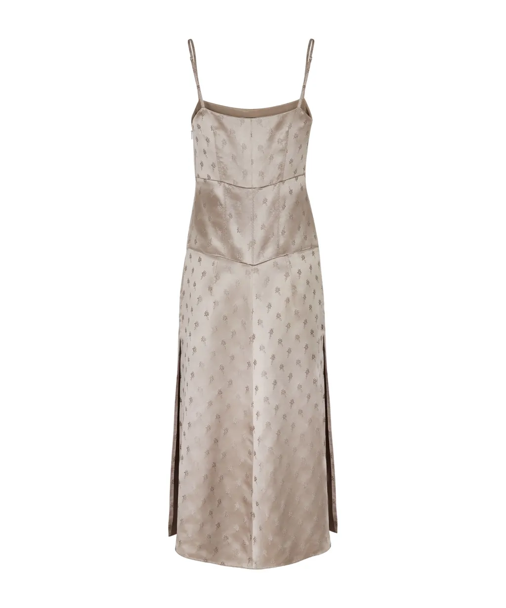 Floral Detailed Sleeveless Midi Dress