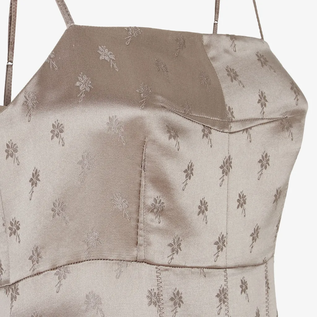Floral Detailed Sleeveless Midi Dress
