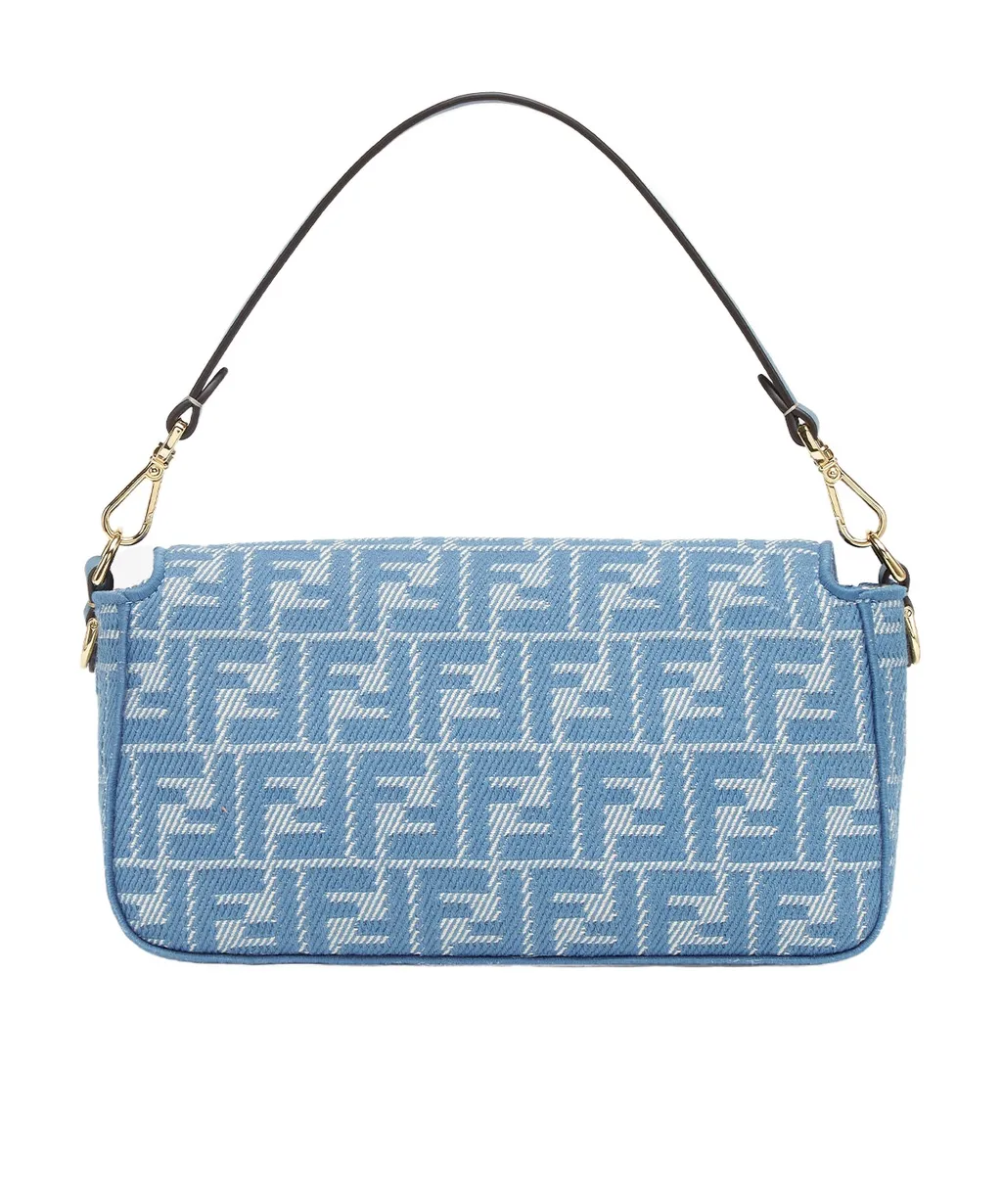 Baguette Ff Jacquard Denim Shoulder Bag
