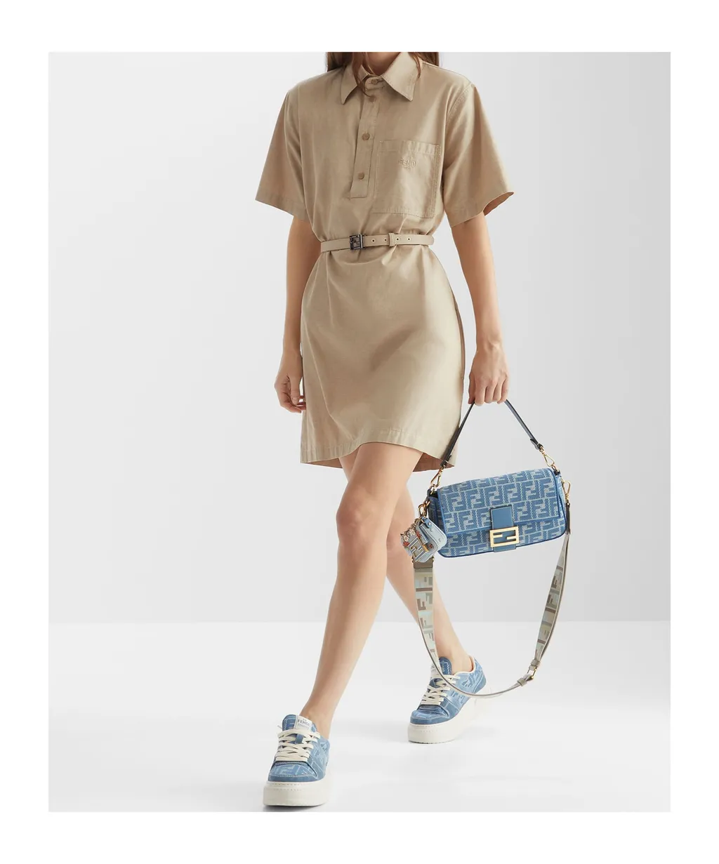 Baguette Ff Jacquard Denim Shoulder Bag