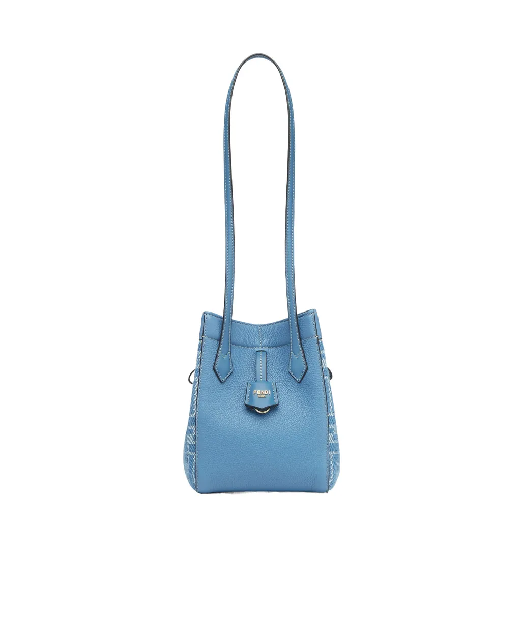 Origami Ff Jacquard Denim Mini Shoulder Bag