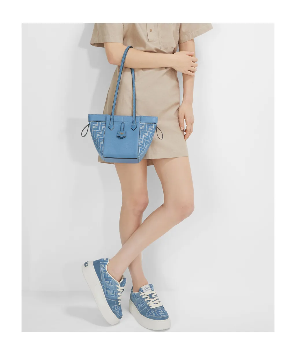 Origami Ff Jacquard Denim Mini Shoulder Bag