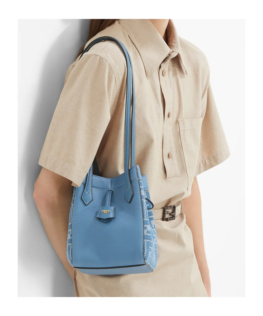 Origami Ff Jacquard Denim Mini Shoulder Bag