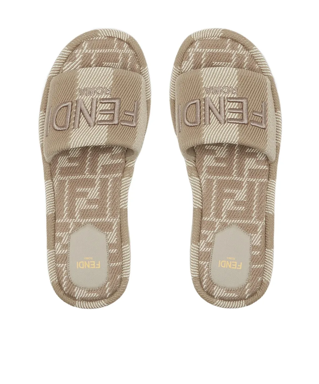 Sunshine Denim-Effect Jacquard Platform Slides
