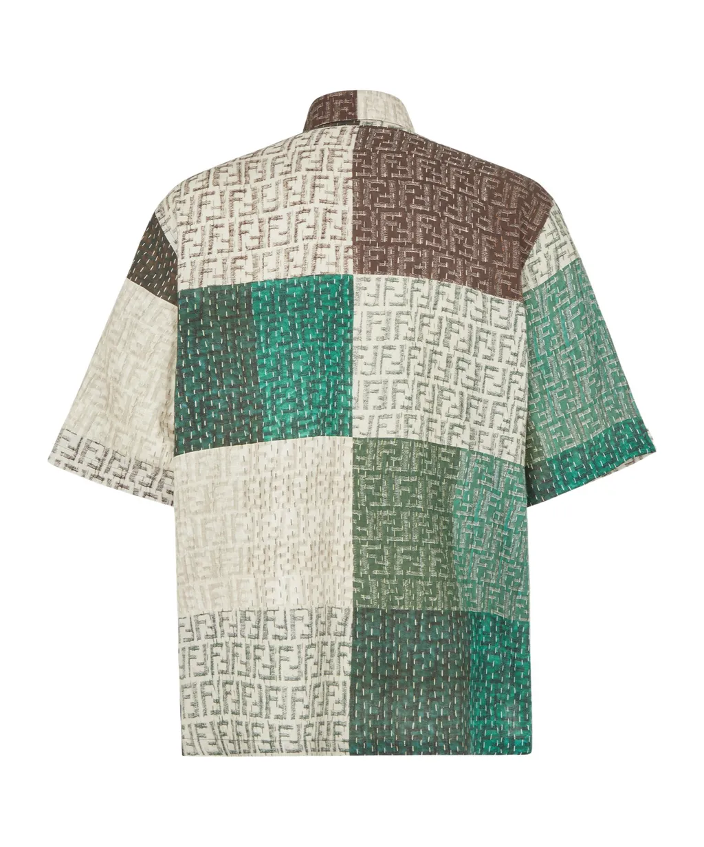 Panelled Collared Short-Sleeve Shirt