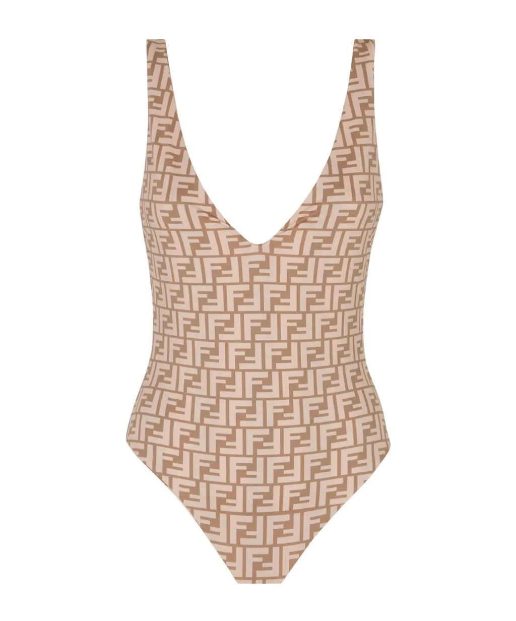 V-Neck Striped One-Piece Swimsuit
