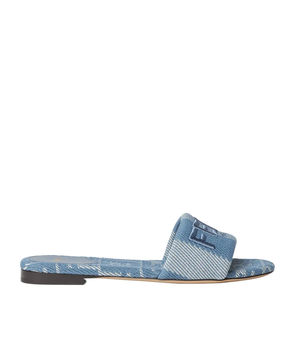 Sunshine Denim-Effect Jacquard Slides