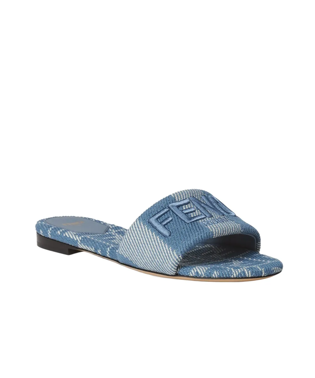 Sunshine Denim-Effect Jacquard Slides