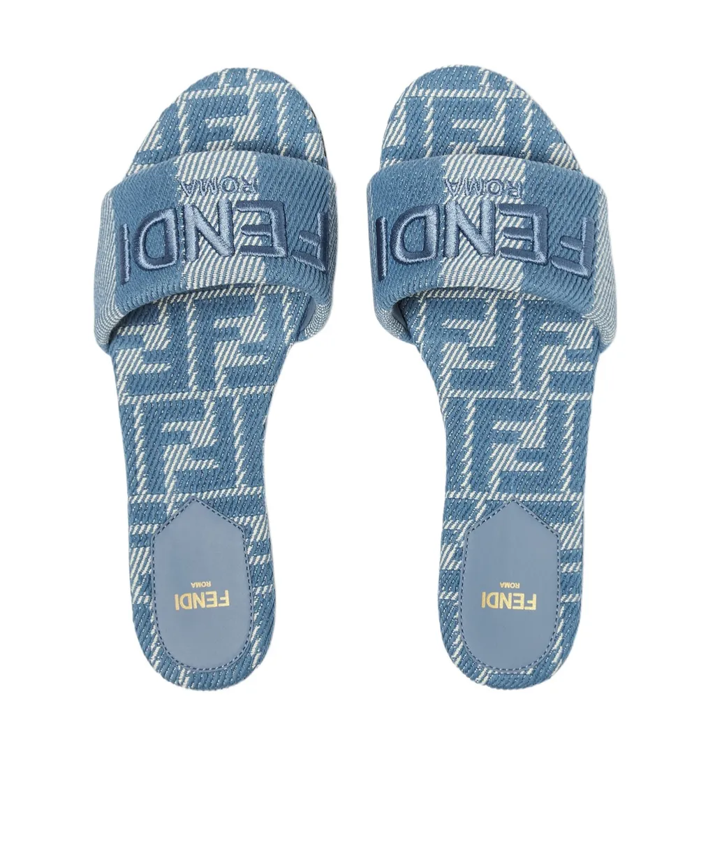 Sunshine Denim-Effect Jacquard Slides