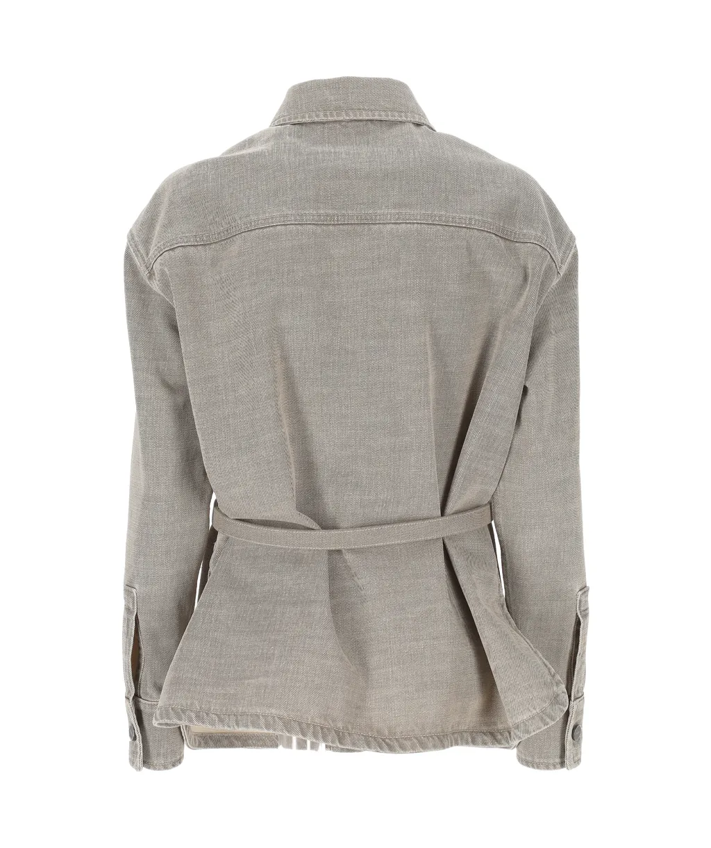 Belted Waist Denim Jacket