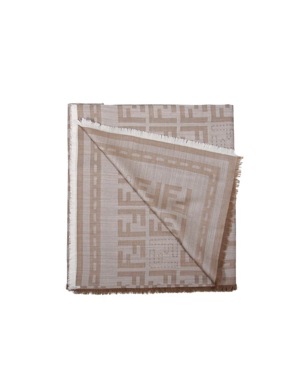 Ff Jacquard Frayed-Edge Scarf