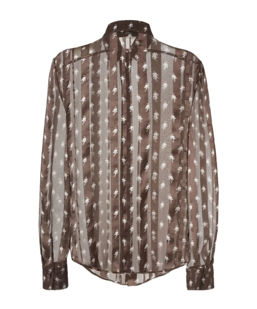 Floral Printed Semi-Sheer Shirt