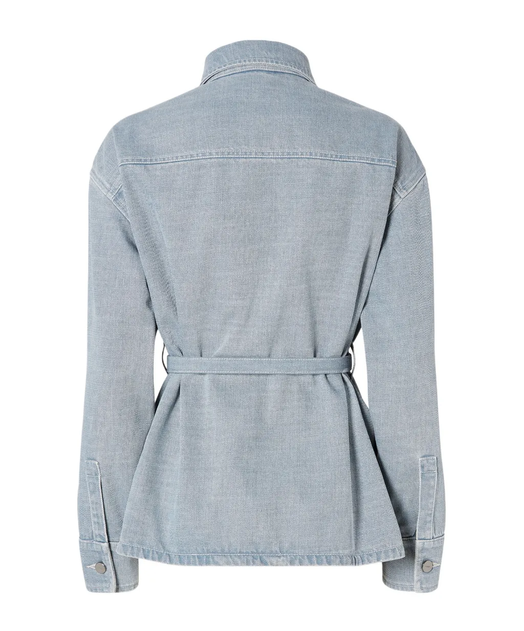 Belted Waist Denim Jacket