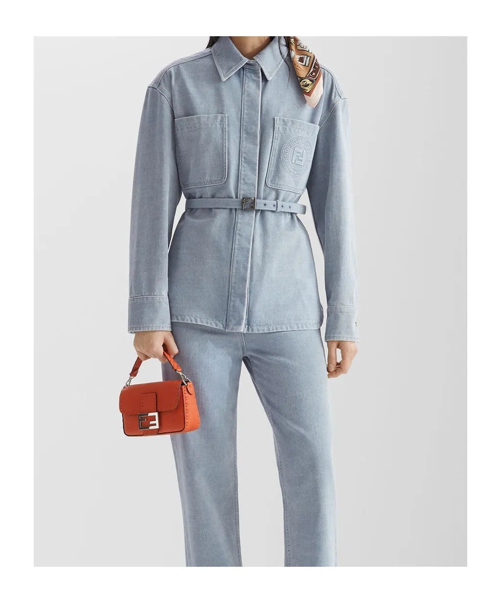 Belted Waist Denim Jacket
