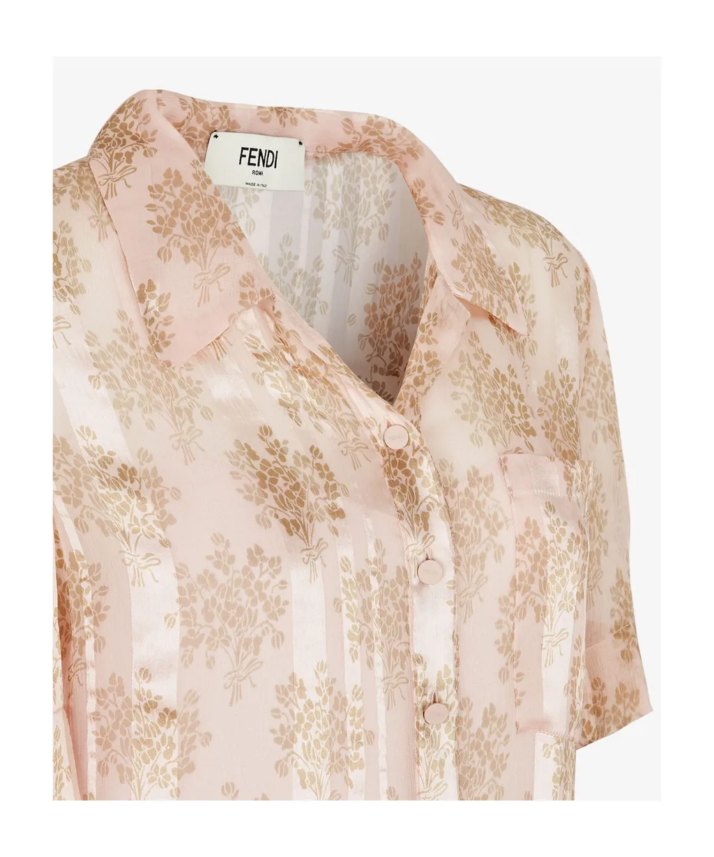Floral Printed Short Sleeved Shirt Dress