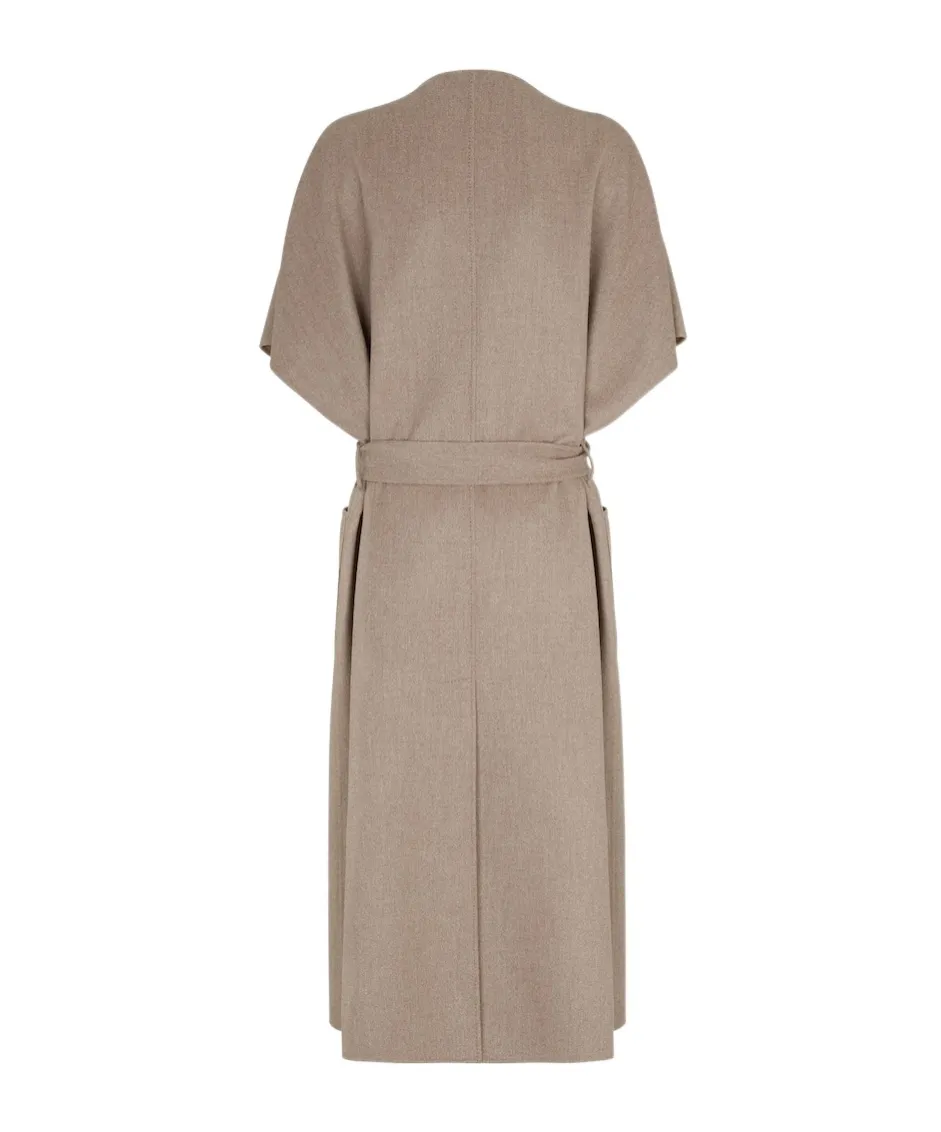 Short Sleeved V-Neck Belted Coat