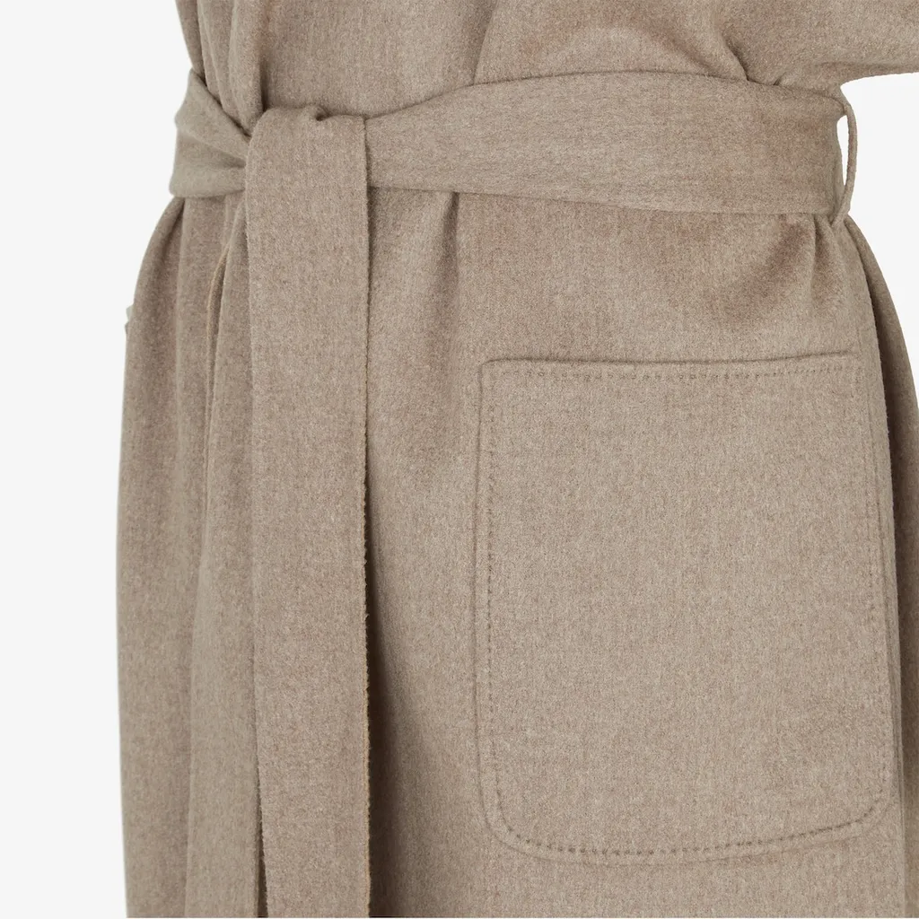 Short Sleeved V-Neck Belted Coat