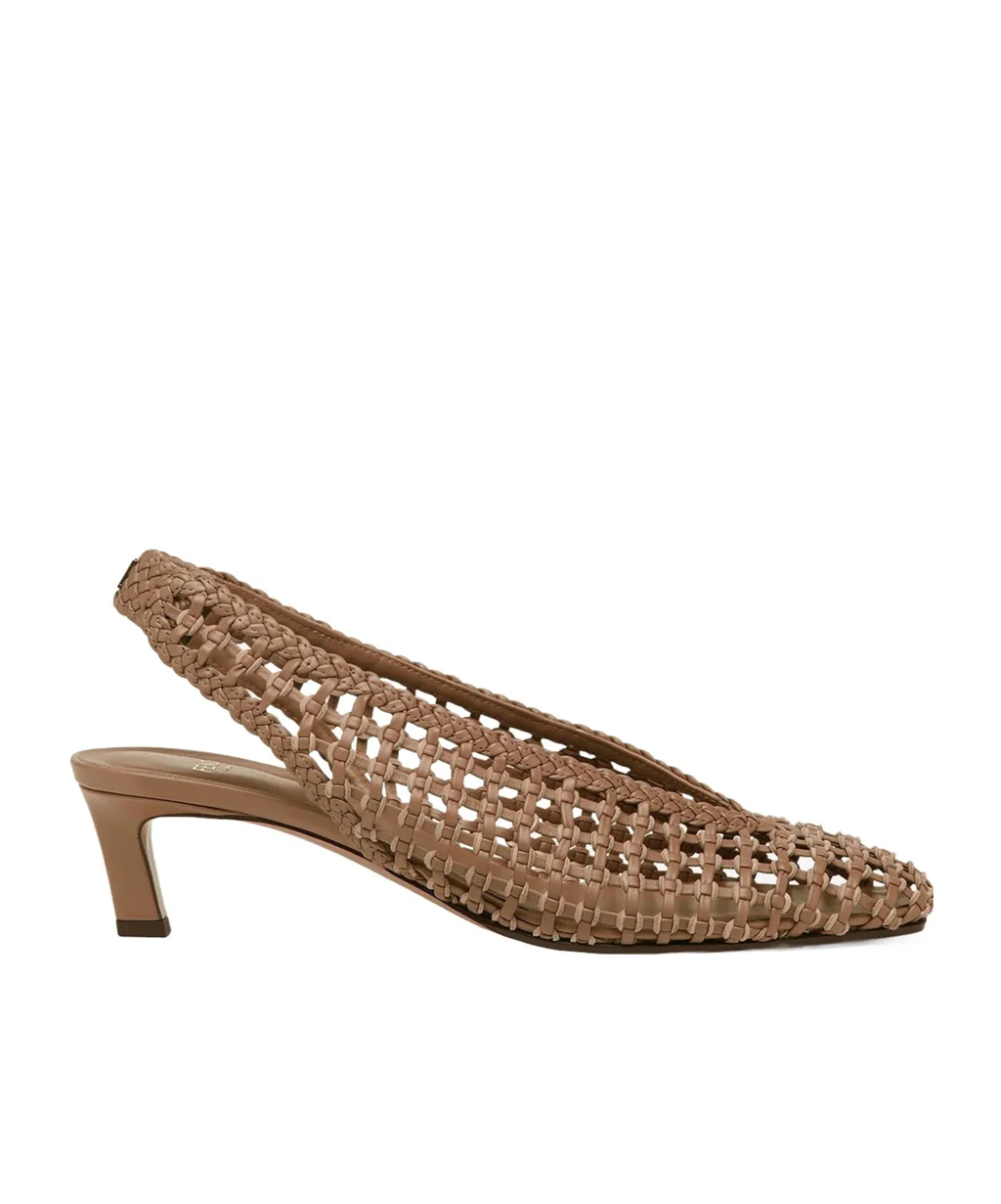 Low-Heel Slingbacks Woven Pumps
