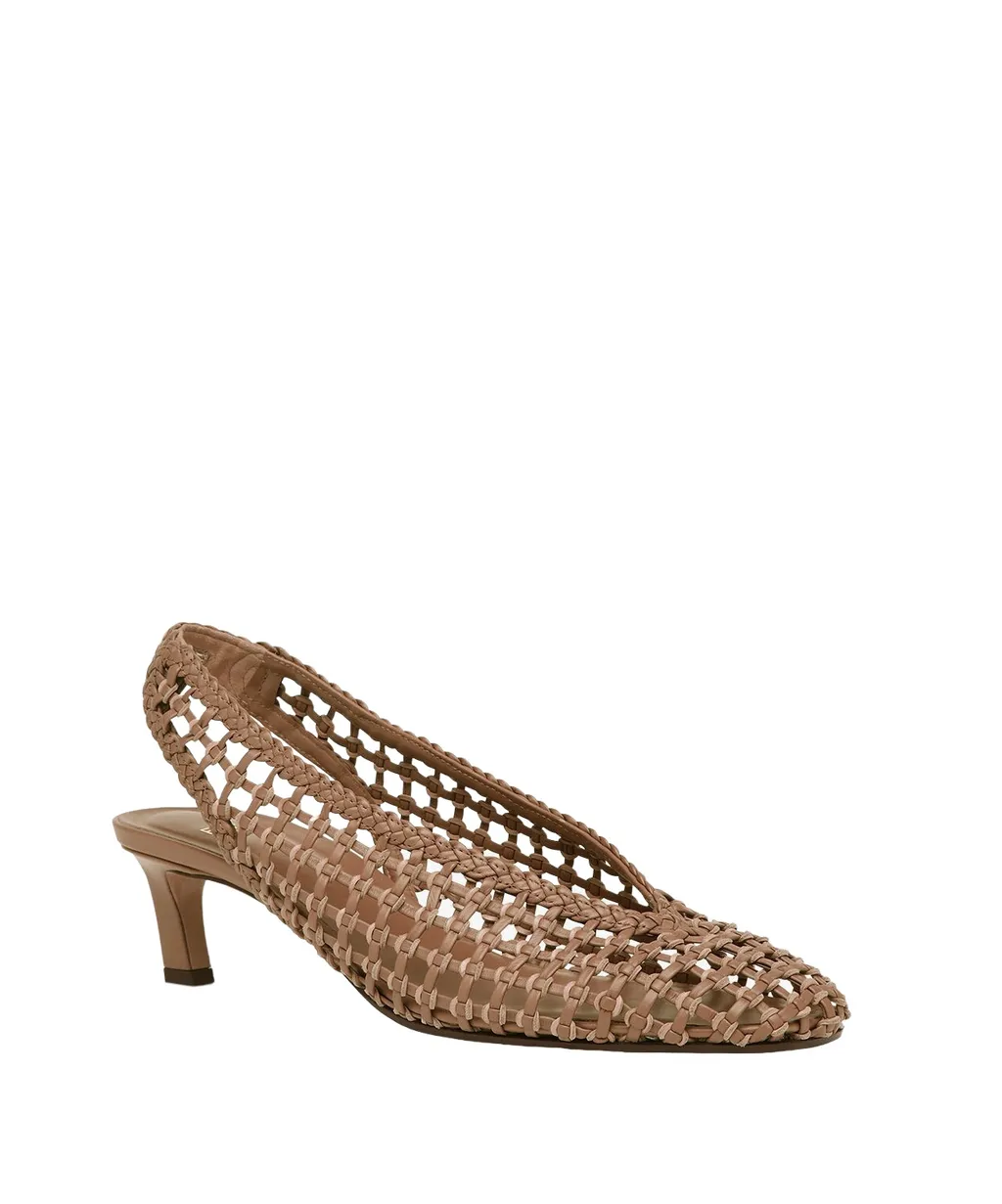 Low-Heel Slingbacks Woven Pumps