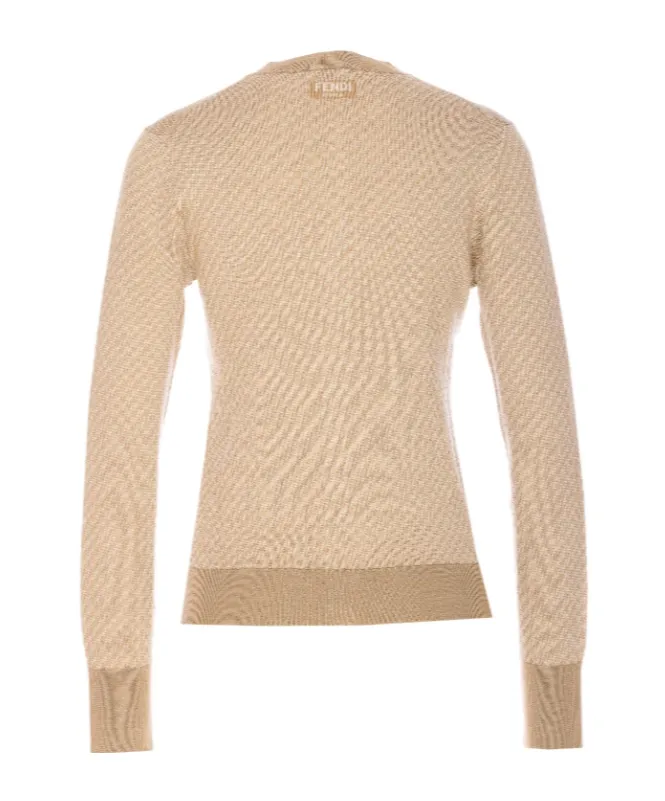 Crewneck Buttoned Knitted Cardigan