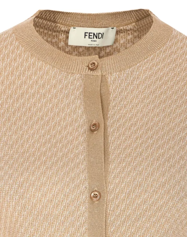 Crewneck Buttoned Knitted Cardigan