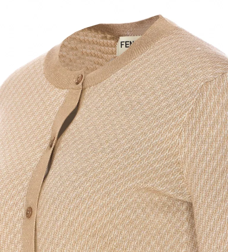 Crewneck Buttoned Knitted Cardigan