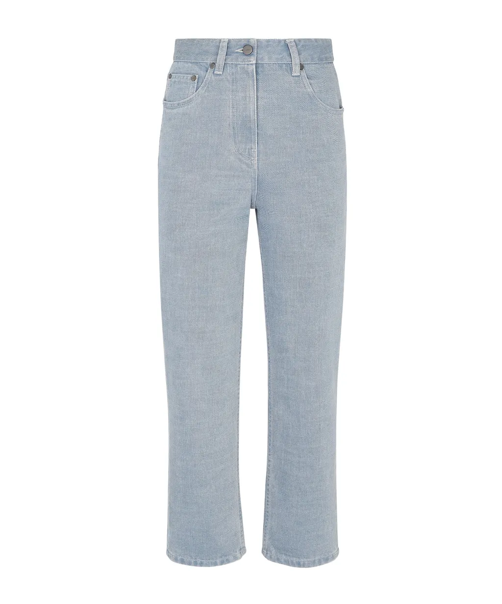 Ff Embossed Straight-Leg Long Jeans