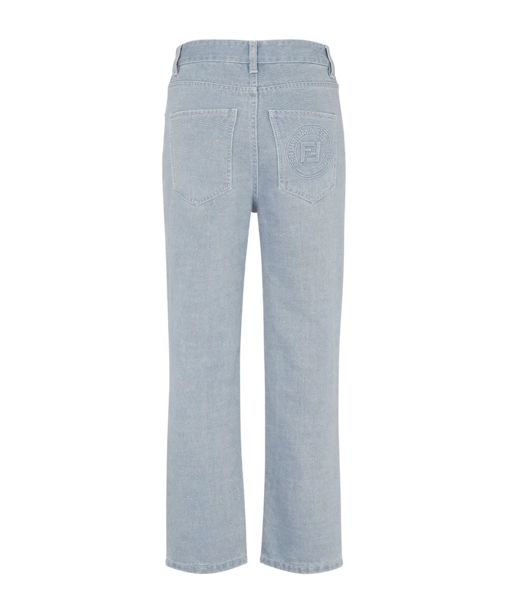 Ff Embossed Straight-Leg Long Jeans