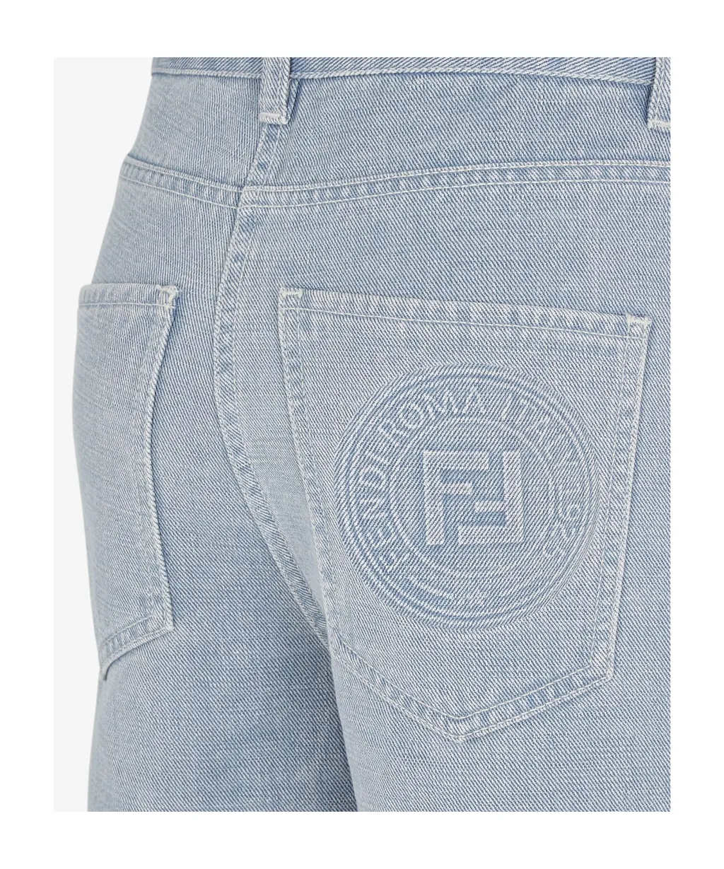 Ff Embossed Straight-Leg Long Jeans