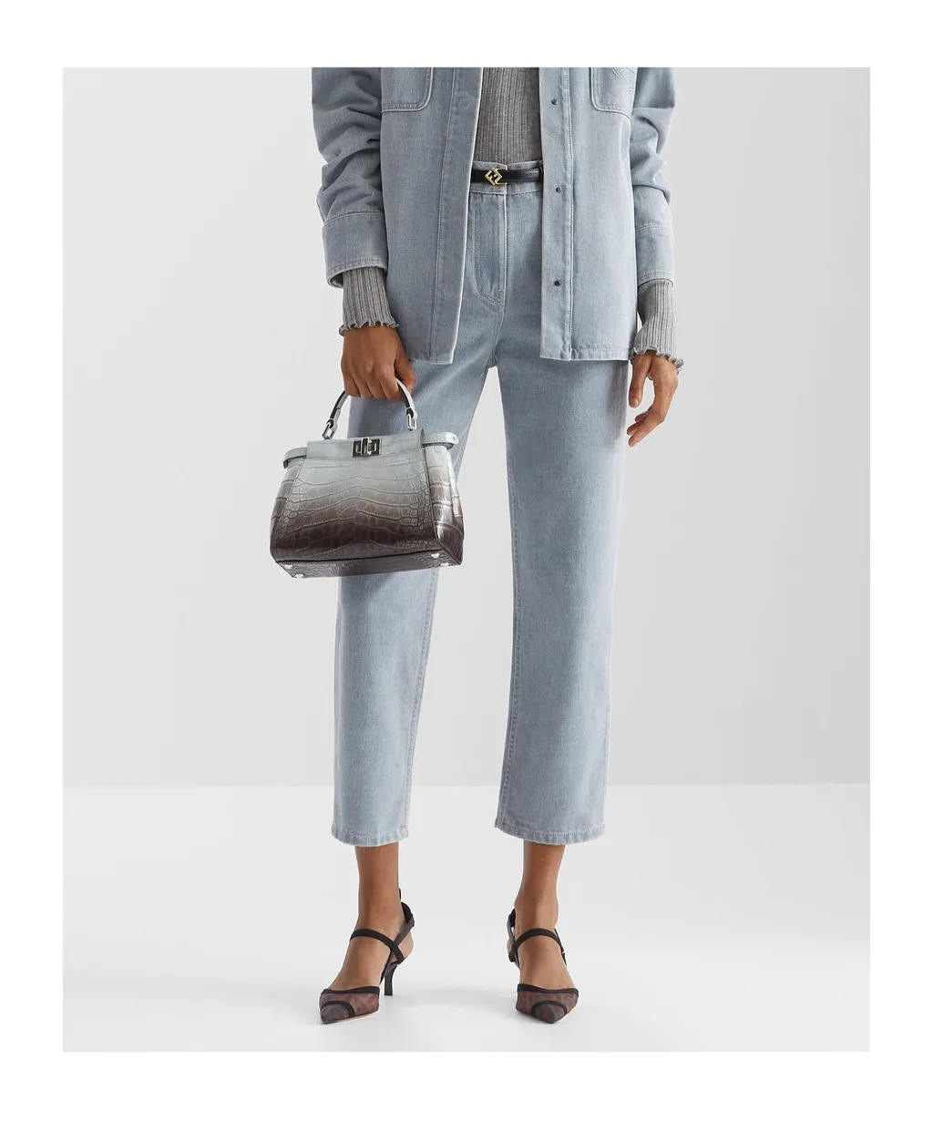 Ff Embossed Straight-Leg Long Jeans
