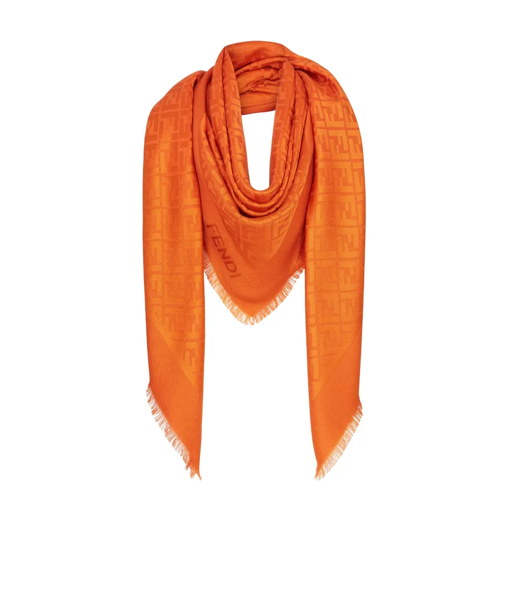 Ff Jacquard Frayed-Edge Scarf