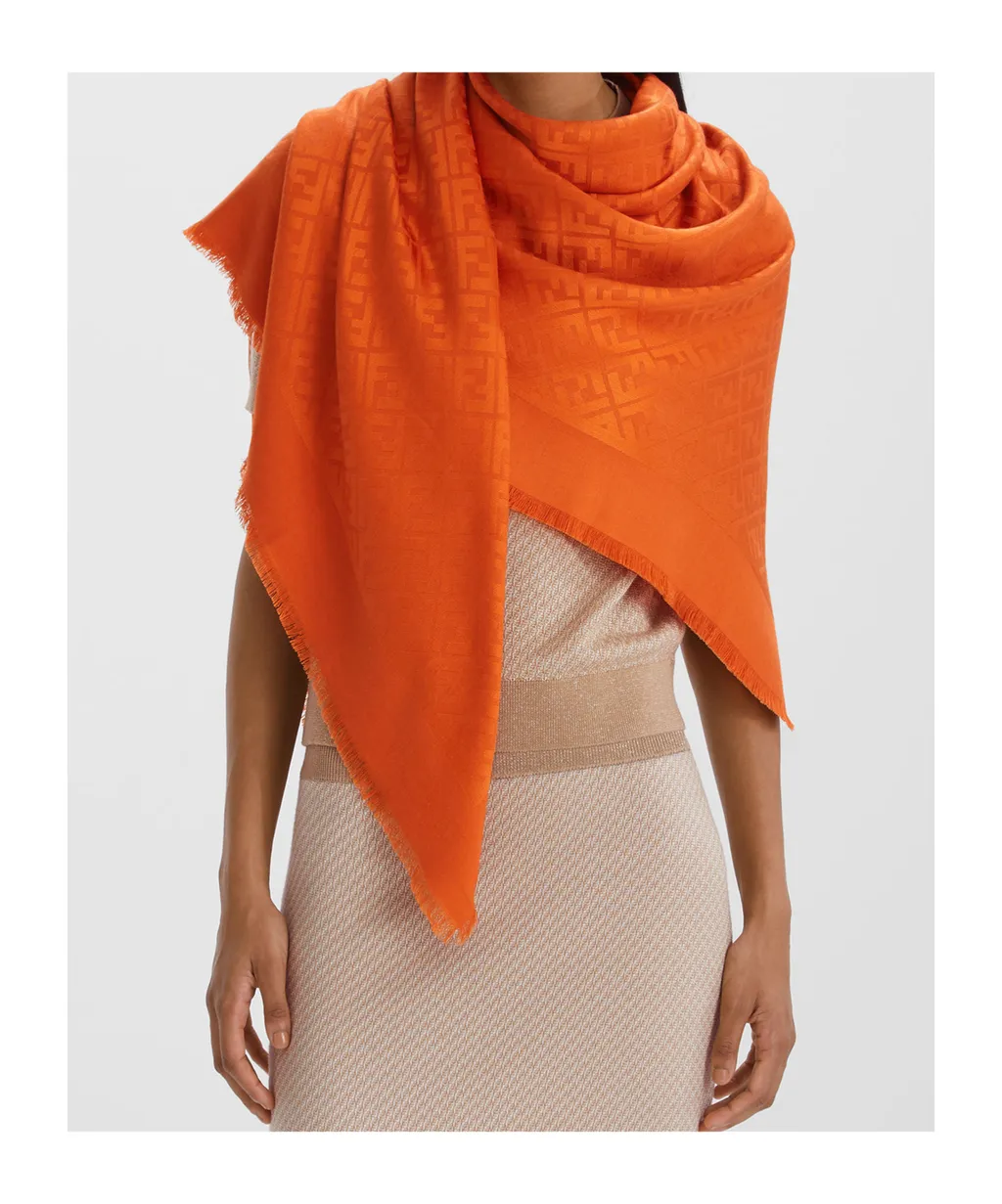Ff Jacquard Frayed-Edge Scarf