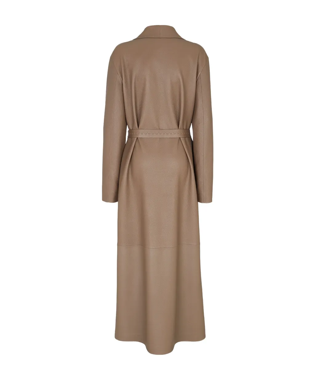 Belted Waist Leather Coat