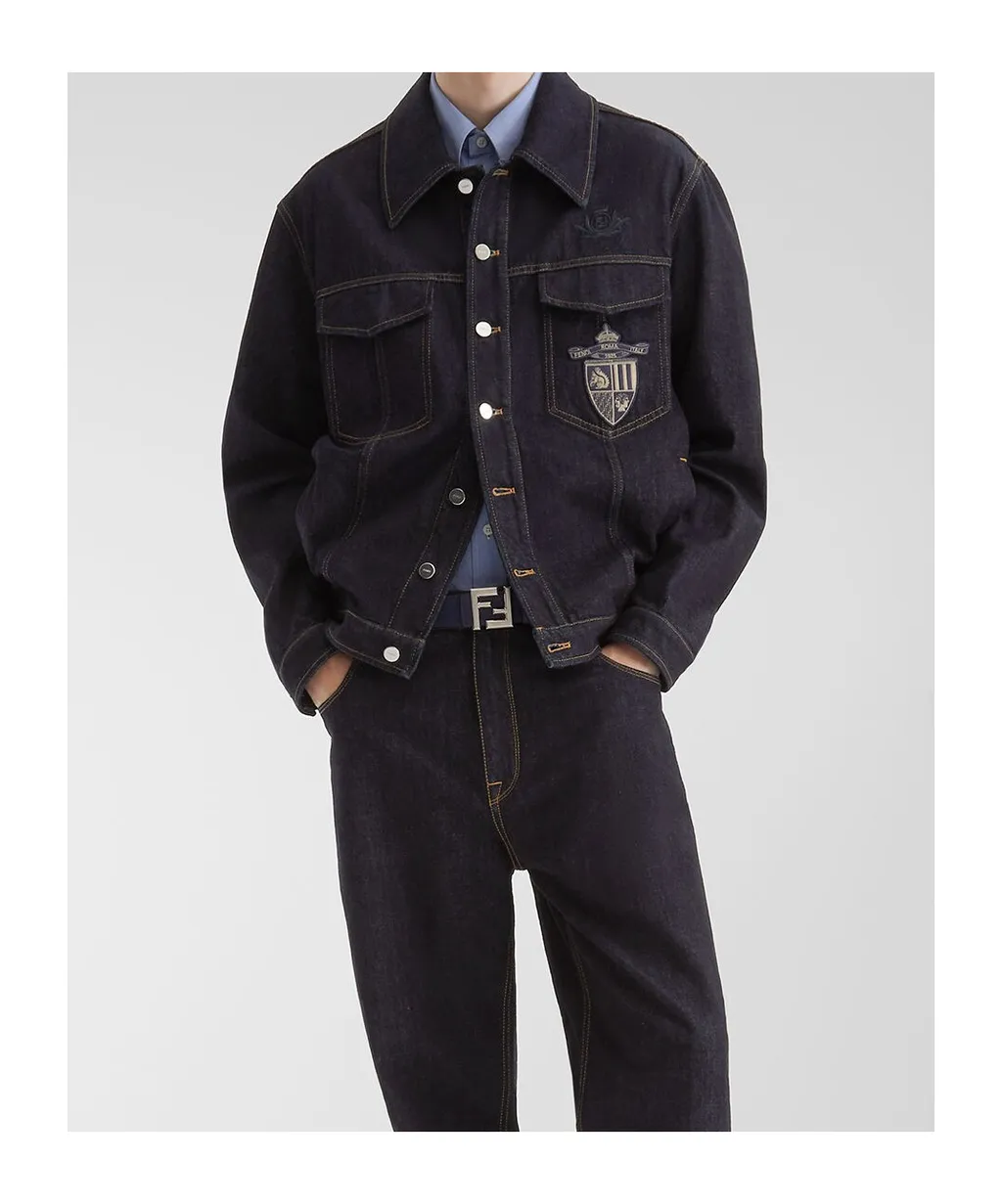 Crest Embroidered Jeans Jacket