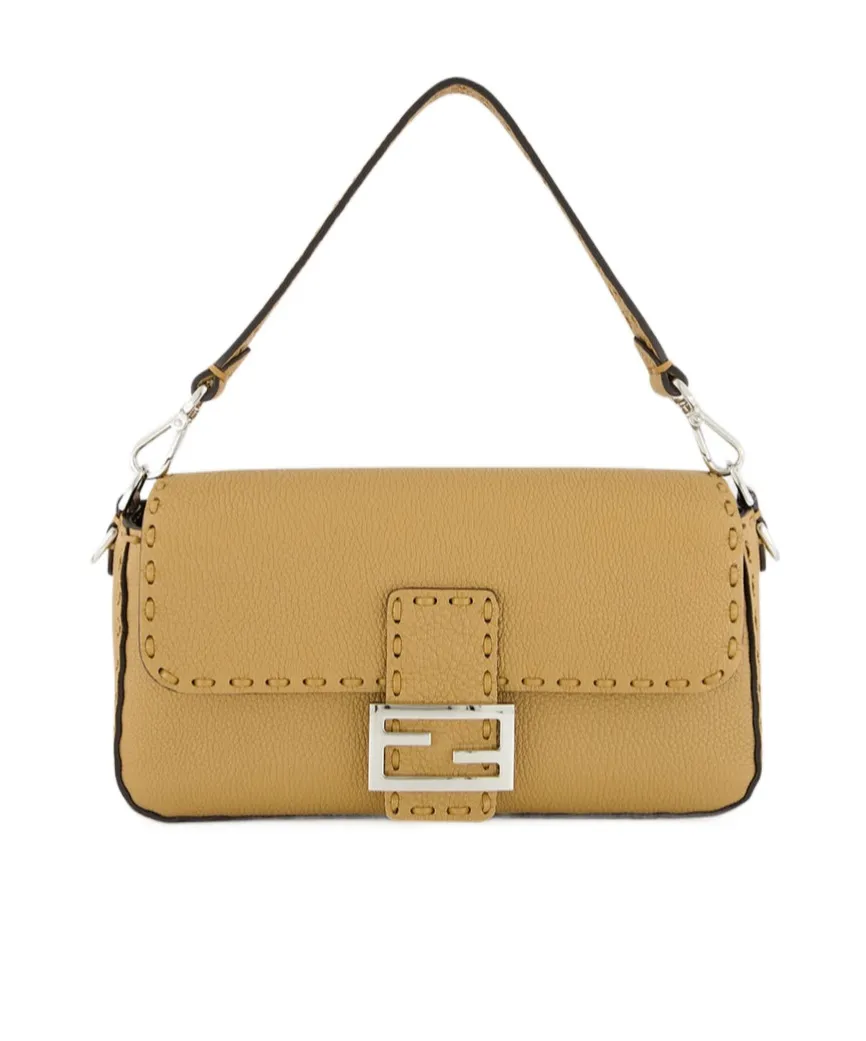 Ff Plaque Foldover-Top Shoulder Bag