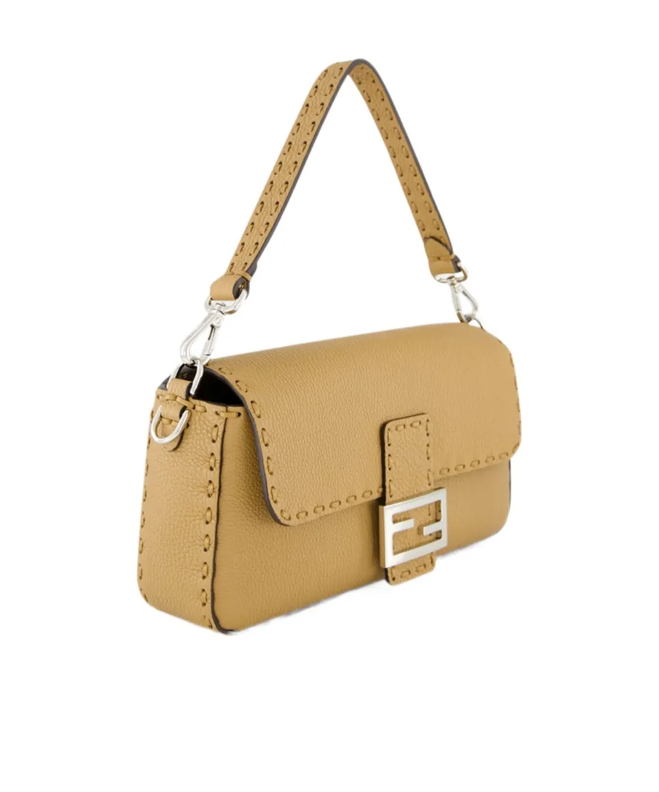 Ff Plaque Foldover-Top Shoulder Bag