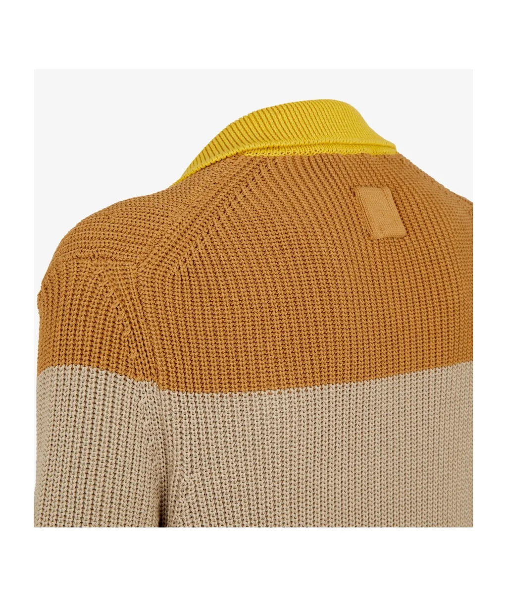 Crest Embroidered Striped Knitted Polo Shirt