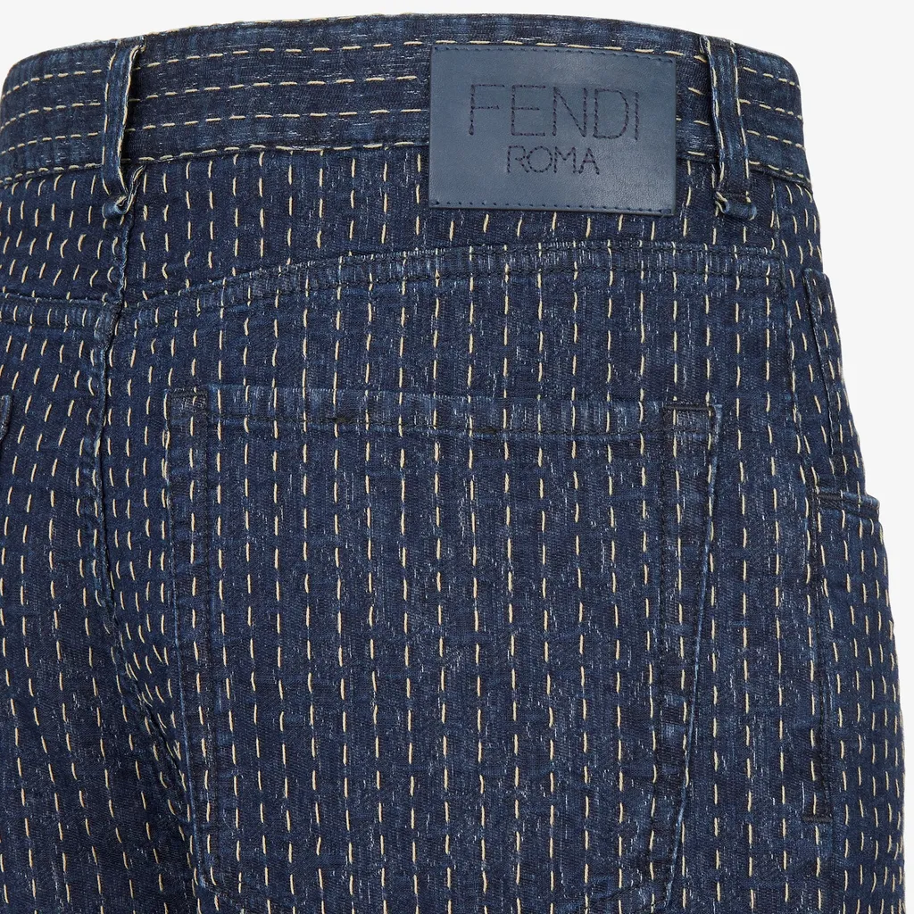 Straight-Leg Topstitched Long Jeans