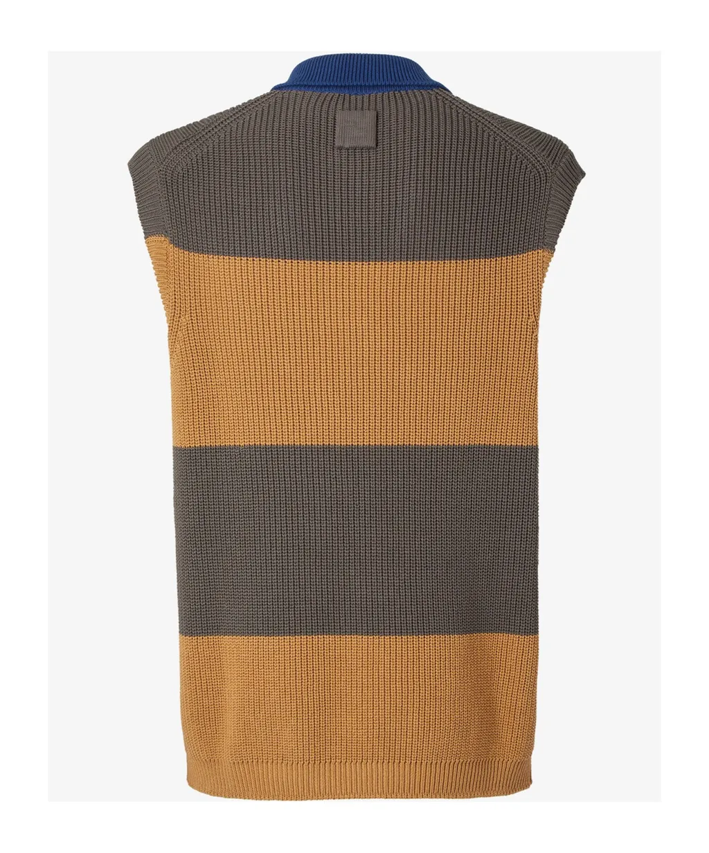 Crest Embroidered Striped Knitted Polo Shirt