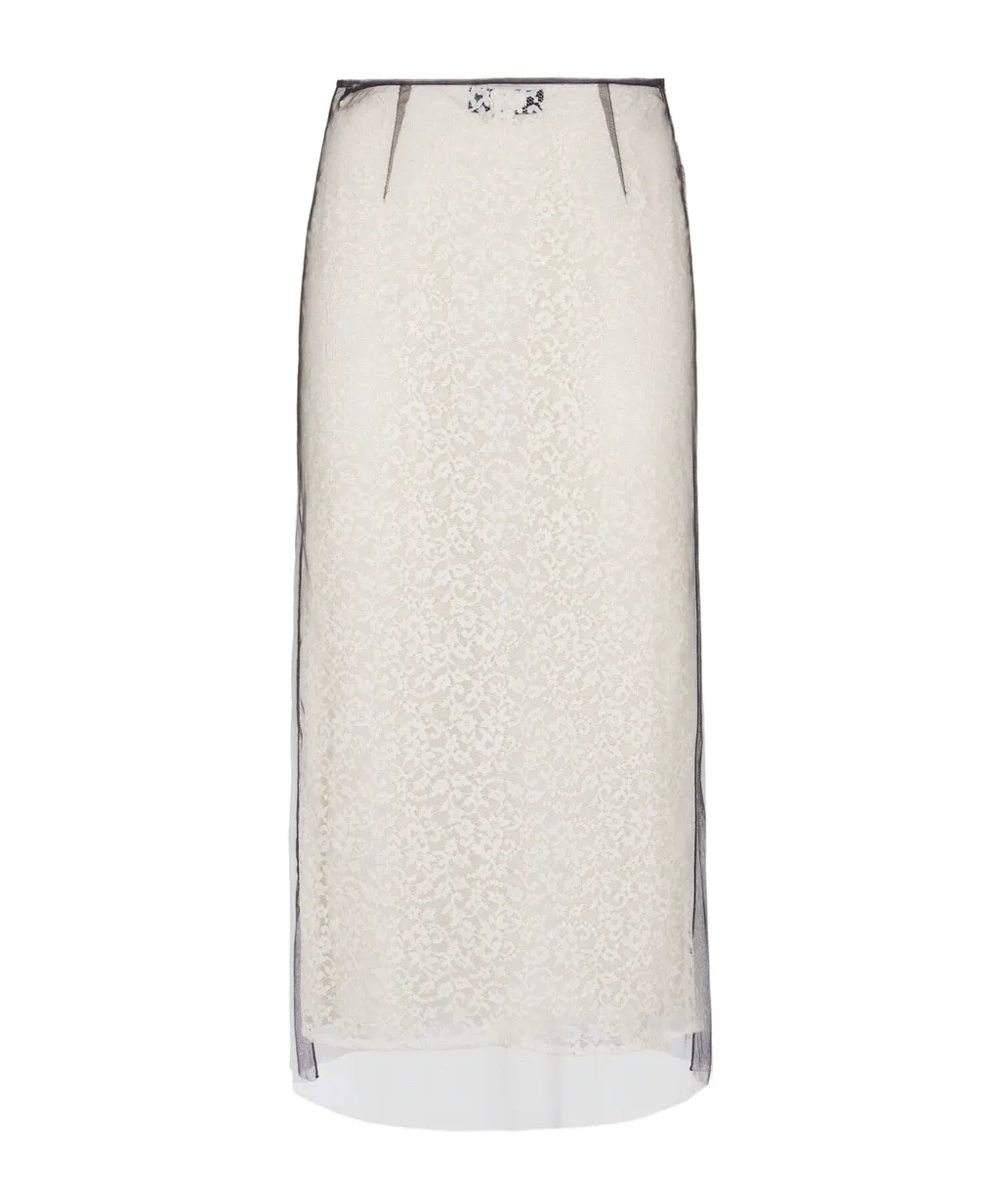 Lace Mesh Midi Skirt